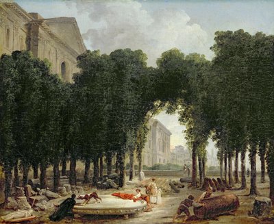 Het Louvre en de tuinen van de Infanta, 1798 door Hubert Robert